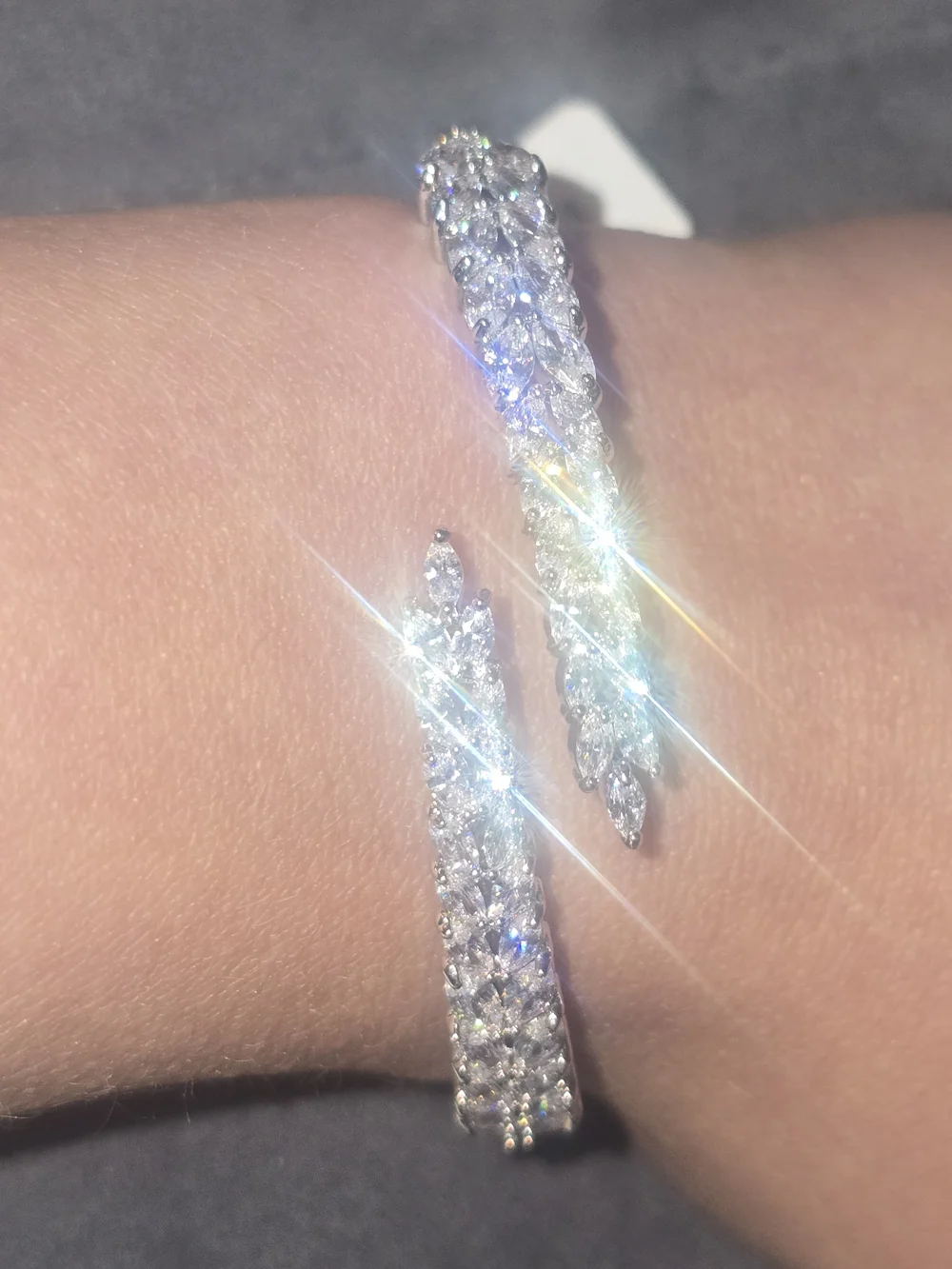 22kwgp Dubai Silver Clear Crystal Wrap Bracelet
